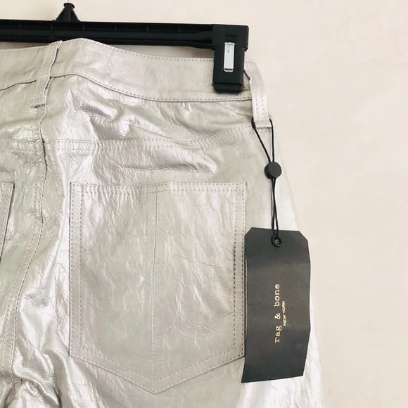 RAG & BONE Silver Metallic Leather Pants 23 NWT - Picture 6 of 8